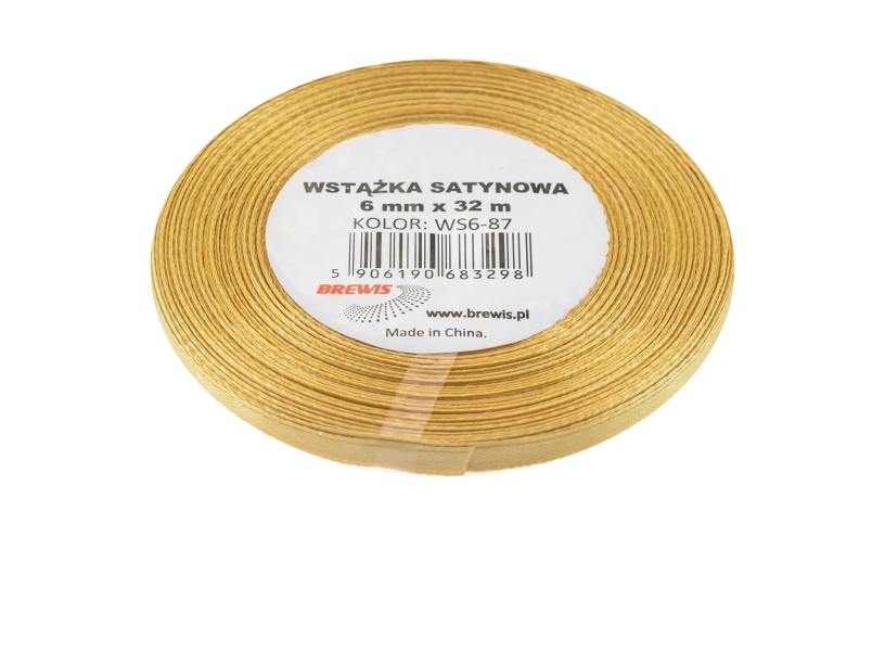 Wstążka satynowa 6mmx32m złota Brewis